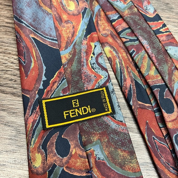 Fendi Multi-Colored Paisley Pattern Silk Tie - Picture 3 of 6